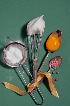Concept with Ingredients and tools for bakingの写真素材
