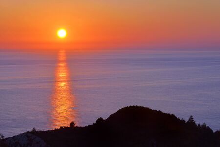 Sunset Over Lefkada Island, Greece in Summerの写真素材