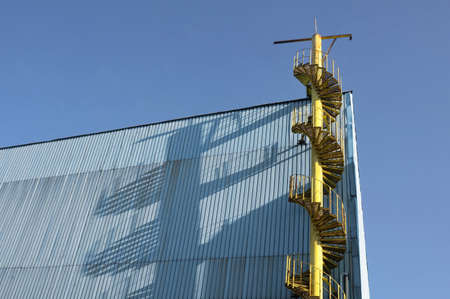 Industrial Old Emergency Black Metallic Stairsの写真素材