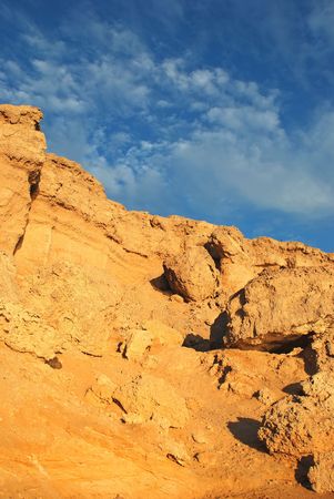 African landscape rock formations in a sand desert