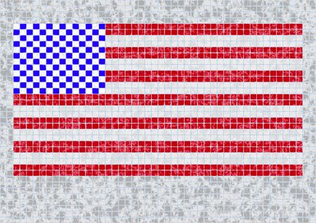 background made from squares Grunge Flag Of USAの写真素材