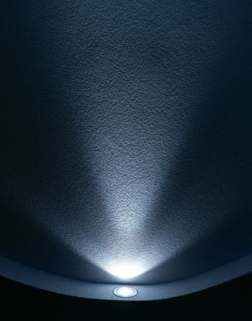 Blue Light Beam from Projector on Black Backgroundの写真素材