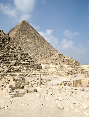 egypt, landscape with pyramids under blue sky