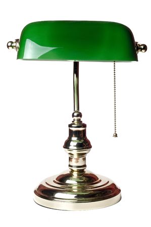 classic bankers lamp isolated on a white backgroundの写真素材
