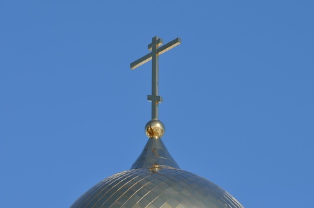 Golden Dome On Russian Orthodox Church over blue skyの写真素材
