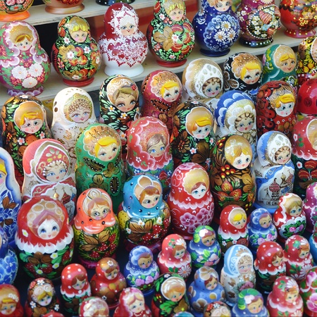 set of matreshka doll isolated on white のeditorial素材