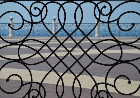 terrace seafront and harbour entrance at sundayの写真素材