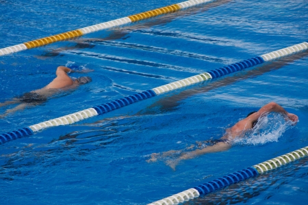 Part of corridors of public swimming pool. Sport swim pool for competition. Part of corridors of public swimming pool. Sport swim pool for competition.