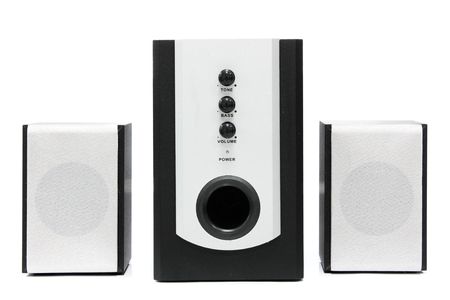 Computer multimedia speaker set isolated on whiteの写真素材