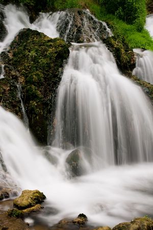 Beautiful Bulgarian mountain waterfall. Ecological nature for tourism.の写真素材