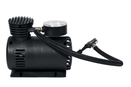 Car air compressor isolated over whiteの写真素材