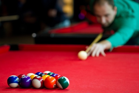 Eight balls billiards. Picture shoot with short focus for art vision.