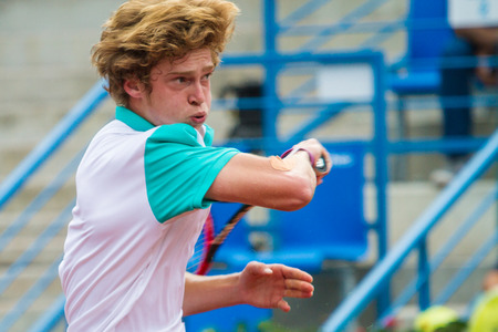 Andrey Rublev in ATP250 Istanbul Open 27 April - 3 May 2015 at Garanti Koza Arenaのeditorial素材