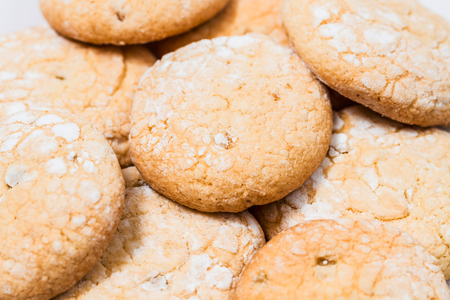 Homemade pastry cookies isolated on white backgroundの写真素材