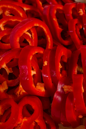 Red pepper vegetables isolated on white backgroundの写真素材