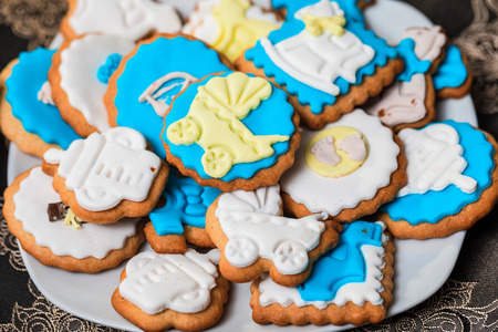 Cookies for child birthday or heloween. Mixed Christmas cookies.の写真素材