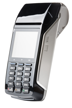 POS payment terminal with GPRS isolated on white backgroundの写真素材