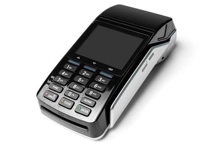 POS payment terminal with GPRS isolated on white backgroundの写真素材