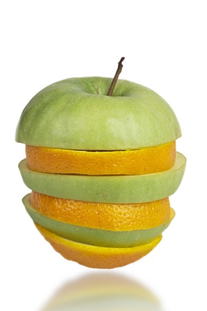 Creative combination of sliced fruits (clipping path)の写真素材
