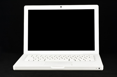 White Lap Top Isolated on a Black Background - Isolated Black Screenの写真素材