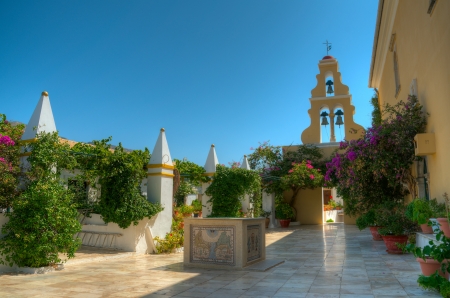The monastery of Virgin Mary, Paleokastritsa Corfu Greeceの写真素材