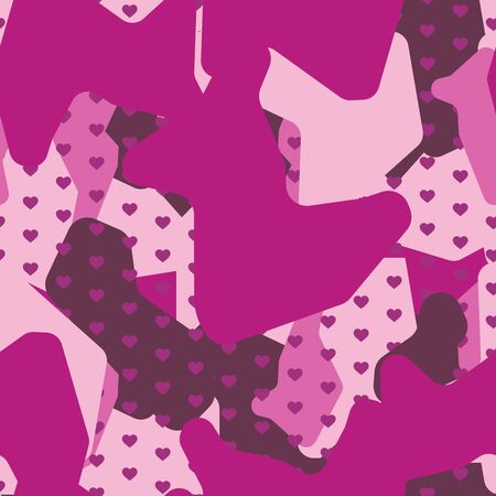 Pink girls camouflage with heartsのイラスト素材