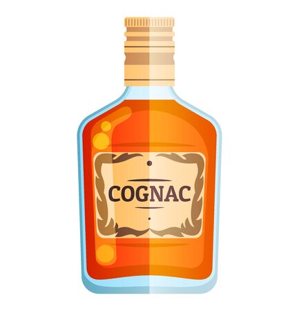Cognac bottle restaurant party sign vector icon. Luxury alcoholic glass product pub drinkのイラスト素材