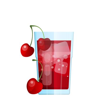 A Glass of Fresh a Tomato Juice. Flat Design. Abstract Concept. Vector Icon for Web, Restaurant Menu or Flyerのイラスト素材