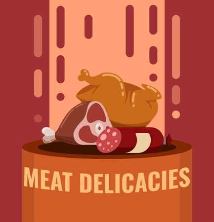 Meat product banners beef pork ham salamiのイラスト素材