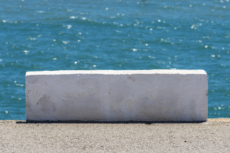 block of white stone on the seafront of Barcelona, ââCatalonia, Spainの写真素材