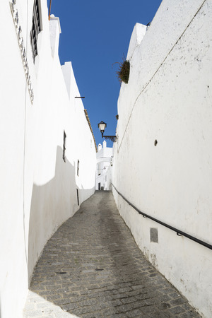 Vejer de la Frontera is a little town near Cadiz. It is placed on a hill and is characterized from white houses and small streets with great slope.の写真素材