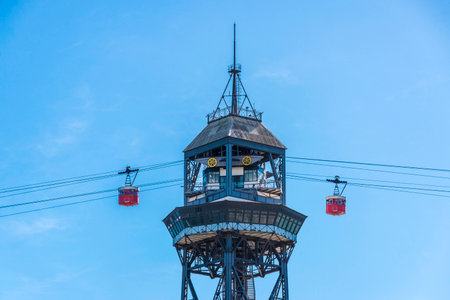 Barcelona, Spain - October 22, 2014: Tower cableway in Port VellPort Vell is a main attraction in...