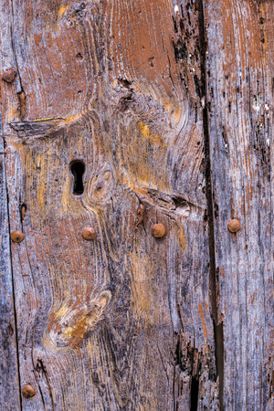 old wooden door with lockの写真素材