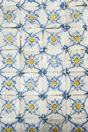 Old Tiles Background in Lisbon, Portugalの写真素材