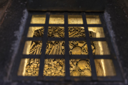 ossuary located under the floor of a churchの写真素材