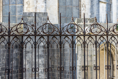 Detail of a fence Gothic style in Girona, Catalonia, Spain