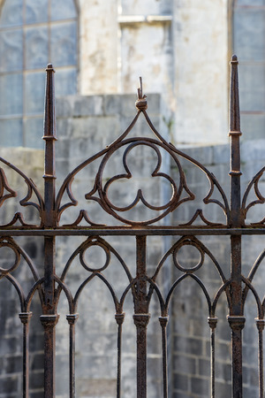 Detail of a fence Gothic style in Girona, Catalonia, Spainの写真素材