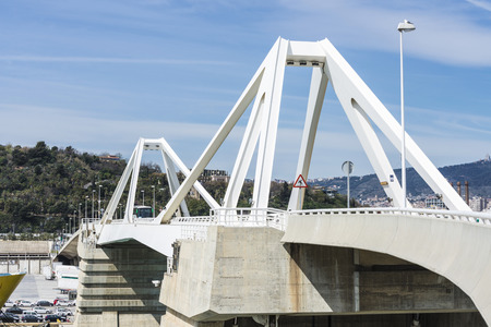 drawbridge called "porta Europa" over the port of Barcelona, Catalonia, Spainの写真素材