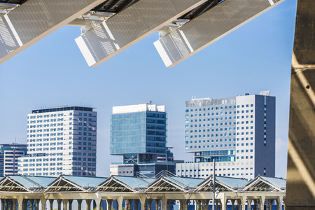 New district office buildings and hotels on the coast in Barcelona, Catalonia, Spainのeditorial素材