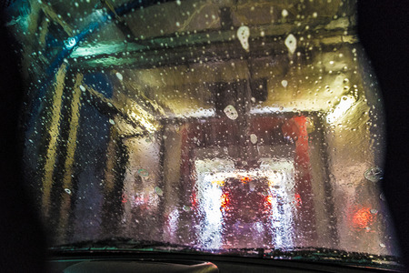 car wash from inside of my carの写真素材