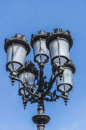 Street Light in Barcelona, Catalonia, Spainの写真素材