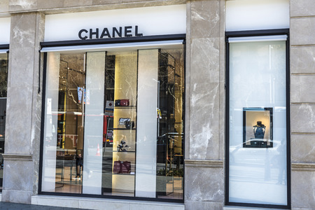 Barcelona, Spain - March 27, 2015: Chanel Boutique store located on Passeig de Gracia, one of the most expensive streets in Europe.のeditorial素材