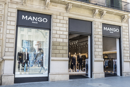 Barcelona, Spain - March 27, 2015: Mango shop located on Passeig de Gracia, one of the most expensive streets in Europe.のeditorial素材