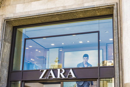 Barcelona, Spain - March 27, 2015: Zara store located on Passeig de Gracia, one of the most expensive streets in Europe. のeditorial素材