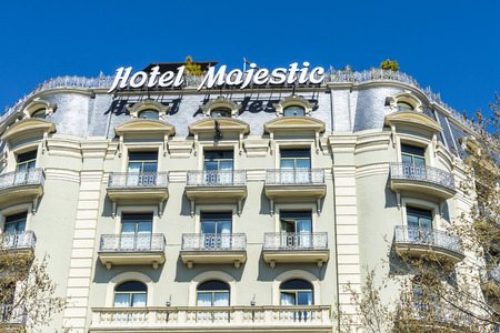 Barcelona, Spain - March 27, 2015: Majestic Hotel located on Passeig de Gracia, one of the most expensive streets in Europe. It is one of the most exclusive hotels in the cityのeditorial素材