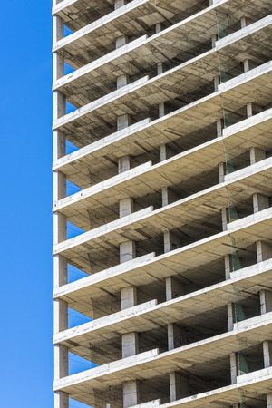 Building under construction with safety guard railsの写真素材