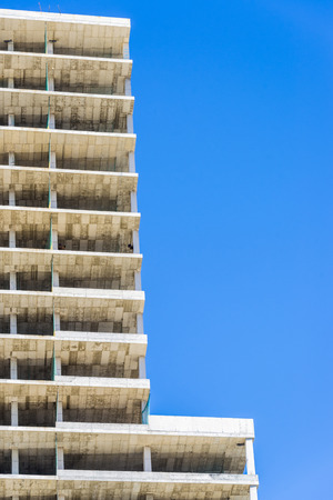 Building under construction with safety guard railsの写真素材