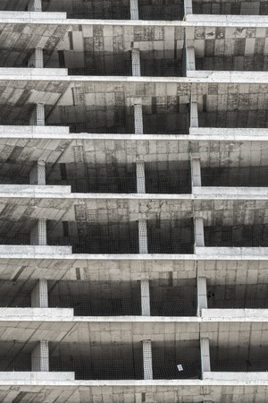 Building under construction with safety guard railsの写真素材