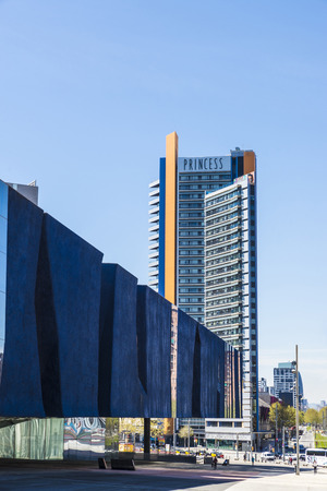 Barcelona, Spain - April 9, 2015: Princess Hotel located in Diagonal Mar next to the Forum park. This hotel has the highest pool in the cityのeditorial素材