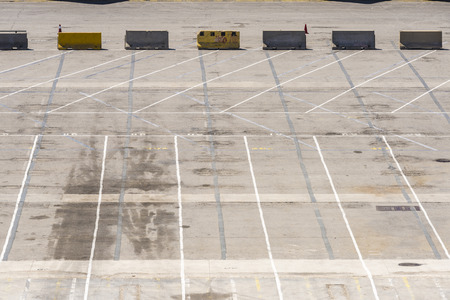 Empty parking at the loading dock of the port of Barcelona, Catalonia, Spainの写真素材